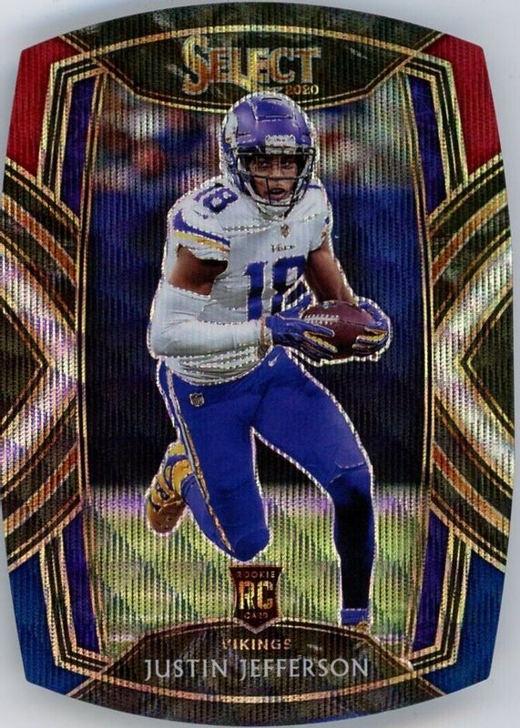 Justin Jefferson 2020 Select #261 Club Level Tri-Color Die-Cut Rookie SGC 10