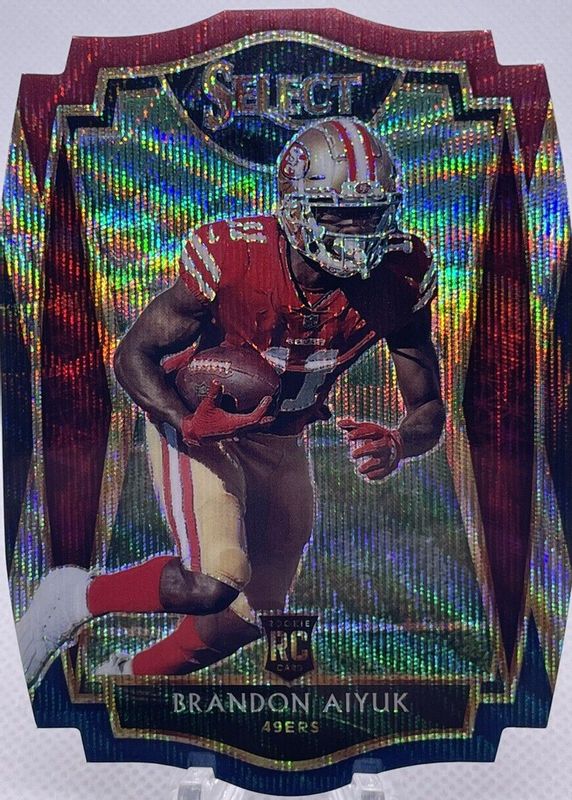 2020 Select Football Brandon Aiyuk Light Blue Prizm Die Cut Premier Level  No.166