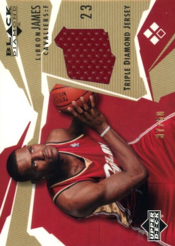 LeBron James 2003 Upper Deck Black Diamond #BD3-LJ Triple Diamond Jersey - Gold /50 Rookie PSA 7