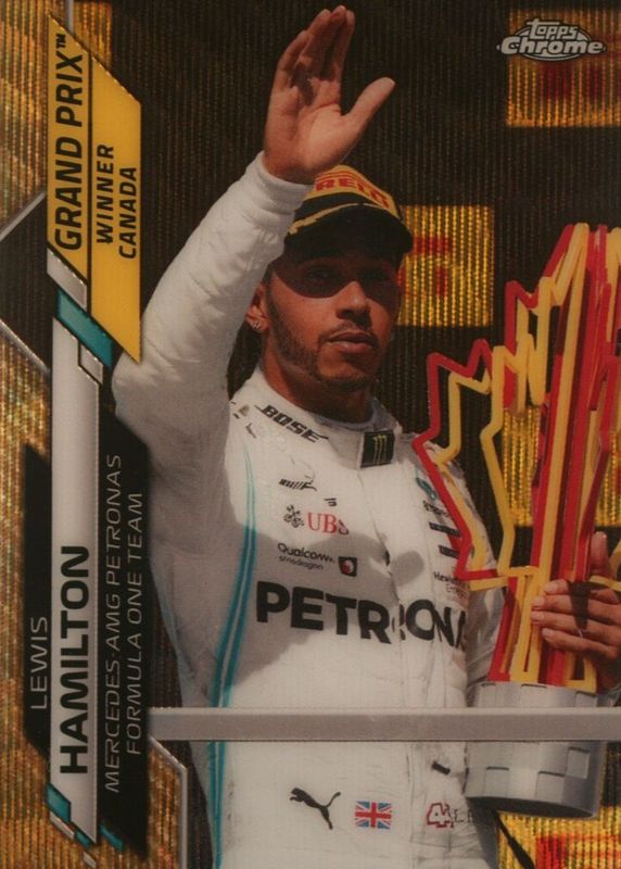 Lewis Hamilton 2020 Topps Chrome Formula 1 #139 Grand Prix Winners - Gold Wave Refractor /50 (Canada) PSA 10