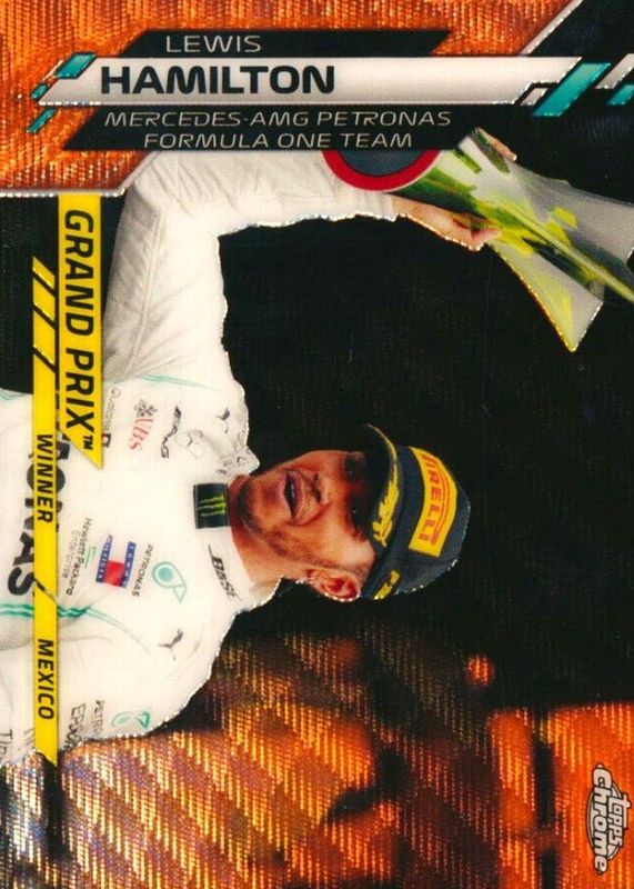 Lewis Hamilton 2020 Topps Chrome Formula 1 #150 Grand Prix Winners - Orange Wave Refractor /25 (Mexico) RAW