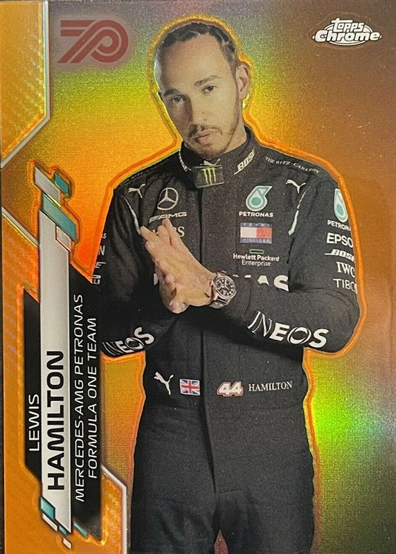 Lewis Hamilton 2020 Topps Chrome Formula 1 #1 70th Anniversary Orange PSA 10