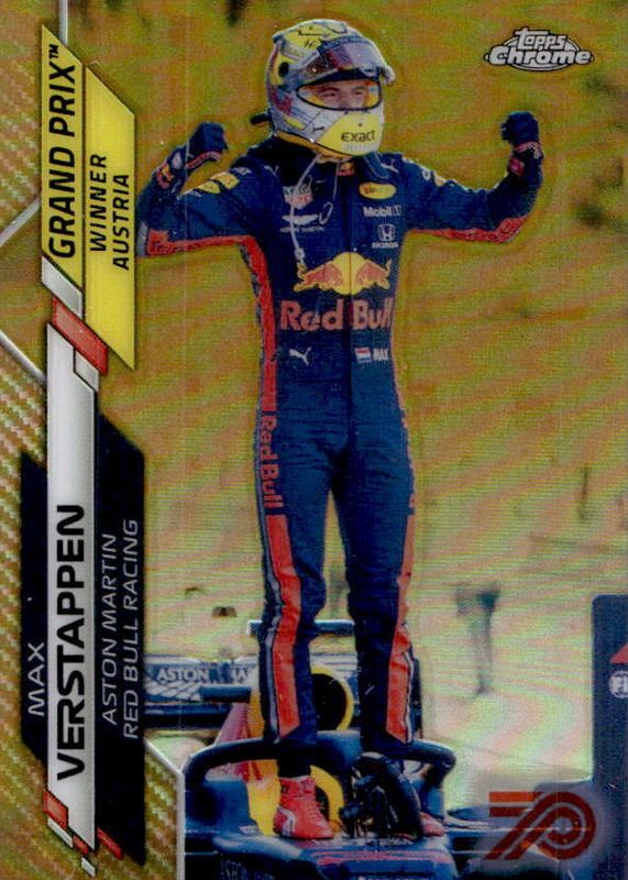 Max Verstappen 2020 Topps Chrome Formula 1 #141 Grand Prix Winners - 70th Anniversary Gold Refractor (Austria) Rookie PSA 10