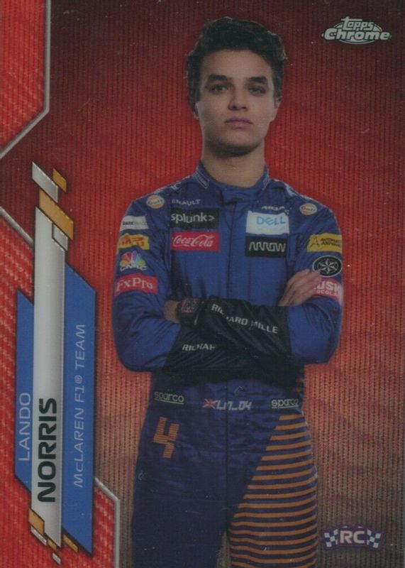 Lando Norris 2020 Topps Chrome Formula 1 #7 Red Wave Refractor /5 Rookie SGC 10