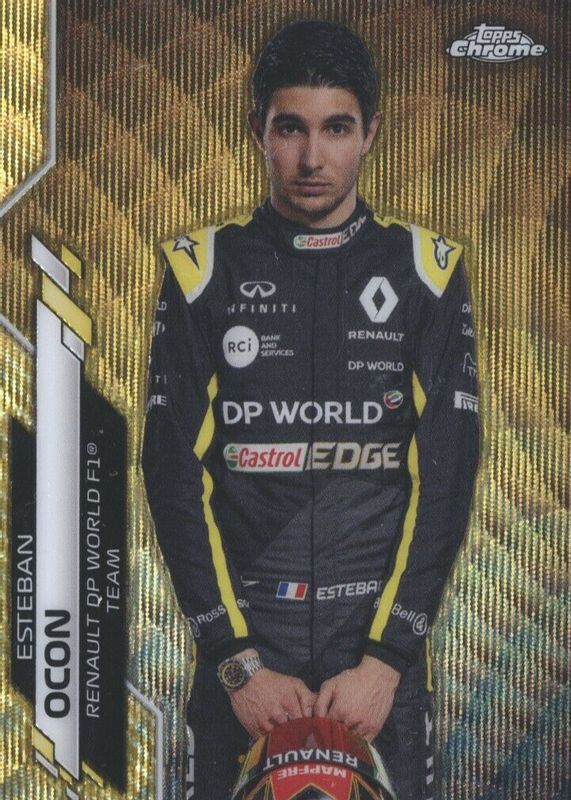 Esteban Ocon 2020 Topps Chrome Formula 1 #10 Gold Wave Refractor /50 Rookie RAW