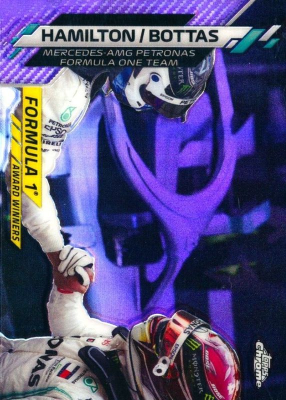 Lewis Hamilton / Valtteri Bottas 2020 Topps Chrome Formula 1 #196 F1 Award Winners - Purple Refractor /399 RAW