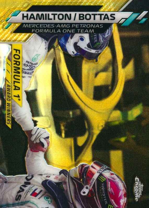 Lewis Hamilton / Valtteri Bottas 2020 Topps Chrome Formula 1 #196 F1 Award Winners - Gold Refractor /50 RAW