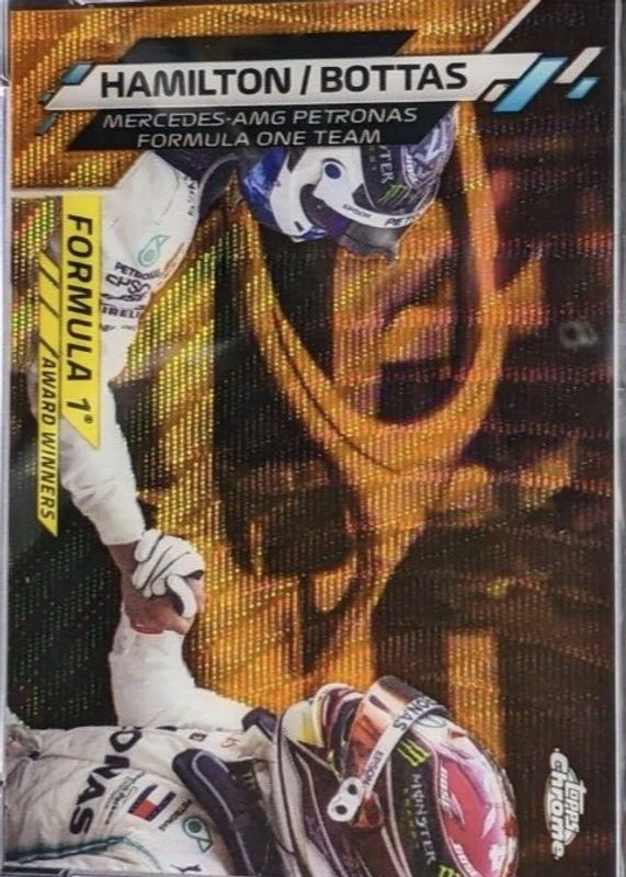 Lewis Hamilton / Valtteri Bottas 2020 Topps Chrome Formula 1 #196 F1 Award Winners - Orange Wave Refractor /25 RAW