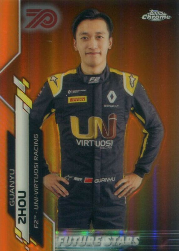 Zhou Guanyu 2020 Topps Chrome Formula 1 #43 70th Anniversary Orange Refractor RAW