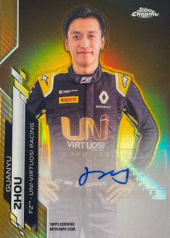 Zhou Guanyu 2020 Topps Chrome Formula 1 #F1A-GZ Autographs - Gold Refractor /50 BGS 8