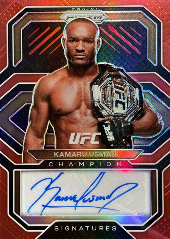 Kamaru Usman 2021 Prizm UFC #CS-KUS Champion Signatures - Red /49 PSA 10