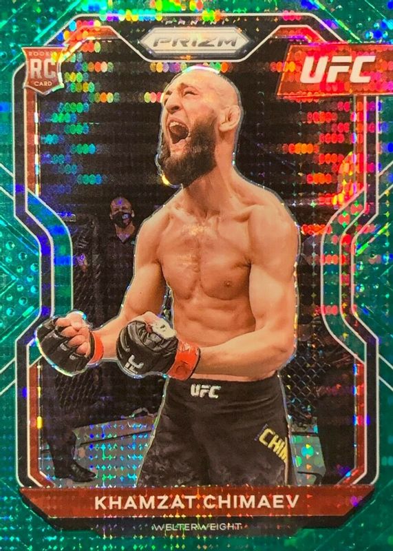 Khamzat Chimaev 2021 Prizm UFC #7 Green Pulsar /25 Rookie SGC 9.5