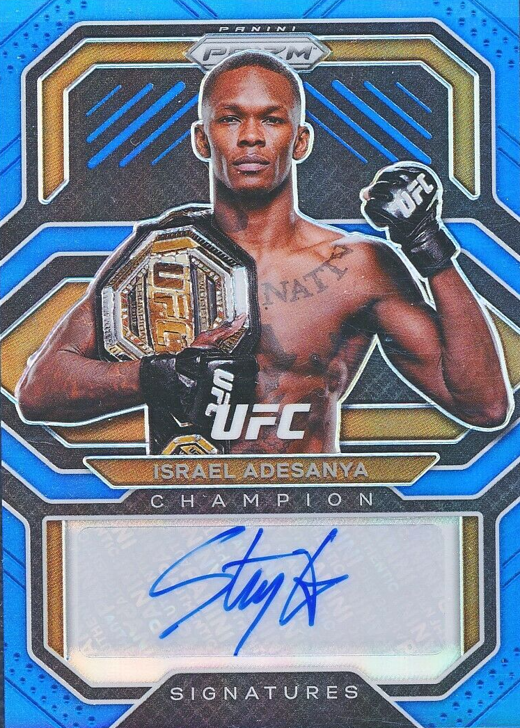 Israel Adesanya 2021 Prizm UFC #CS-IAD Champion Signatures - Blue