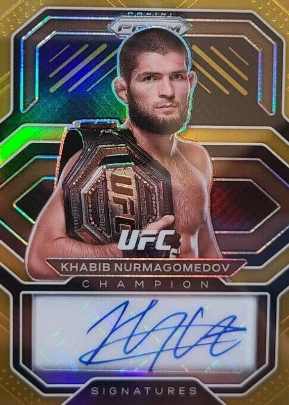 Khabib Nurmagomedov 2021 Prizm UFC #CS-KBN Champion Signatures - Gold /10 PSA 10