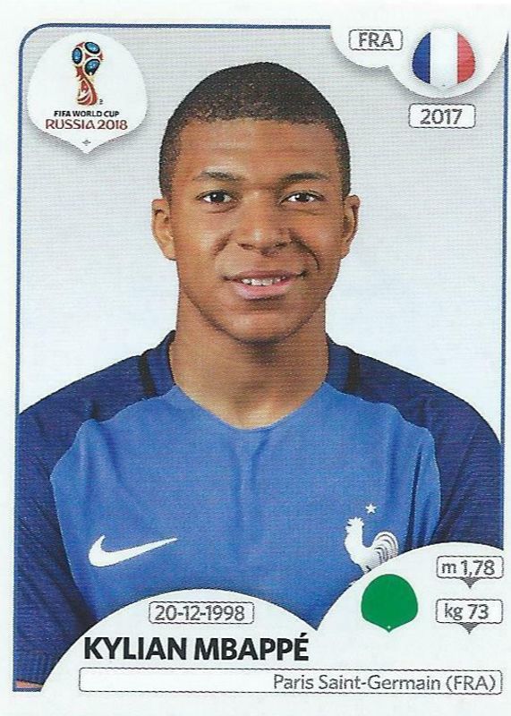 Kylian Mbappe 2018 Panini World Cup Stickers #209 Black Back BGS 9.5