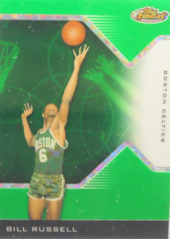 Bill Russell 2004 Topps Finest #147 Green X-Fractor /19 SGC 10