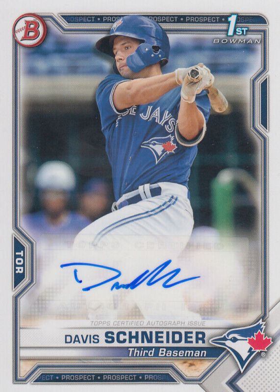 Davis Schneider 2021 Bowman #PAPR-DS Paper Prospect Auto (1st) SGC 9.5