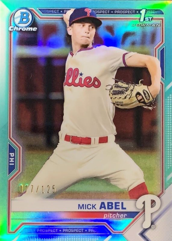 Mick Abel 2021 Bowman #BCP-42 Chrome Prospects - Aqua Refractor /125 (1st) PSA 10