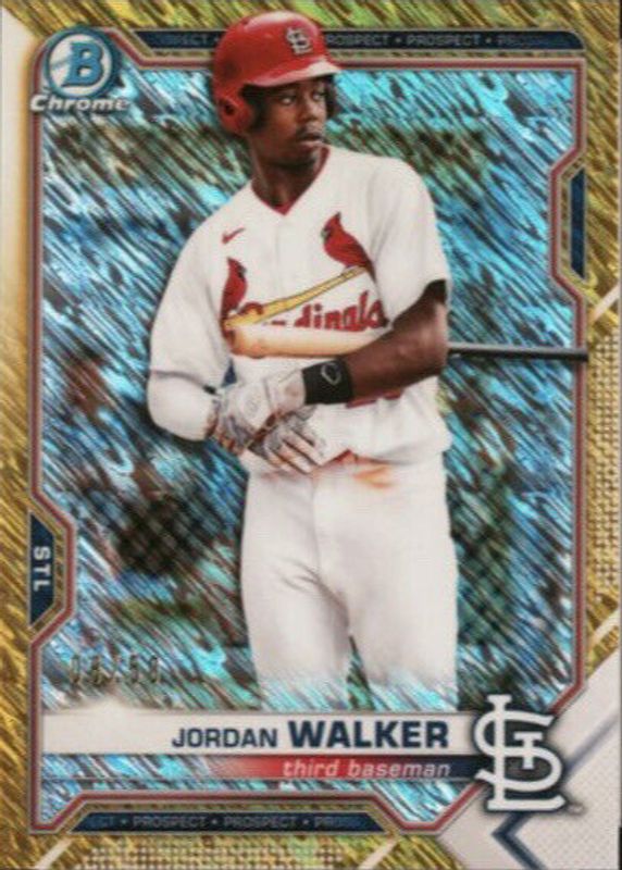 Jordan Walker 2021 Bowman #BCP-146 Chrome Prospects - Gold Shimmer Refractor /50 RAW