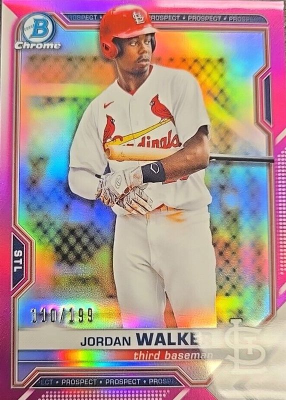 Jordan Walker 2021 Bowman #BCP-146 Chrome Prospects - Fuchsia Refractor /199 RAW