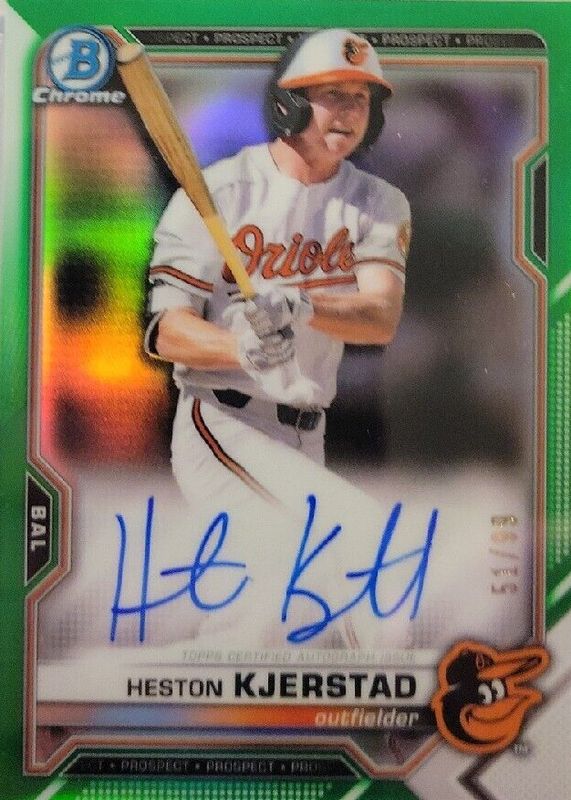 Heston Kjerstad 2021 Bowman #CPA-HK Chrome Prospect Auto - Green Refractor /99 PSA 10