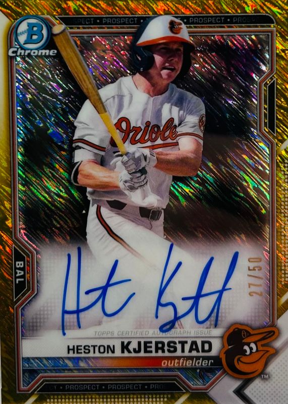 Heston Kjerstad 2021 Bowman #CPA-HK Chrome Prospect Auto - Gold Shimmer Refractor /50 PSA 10