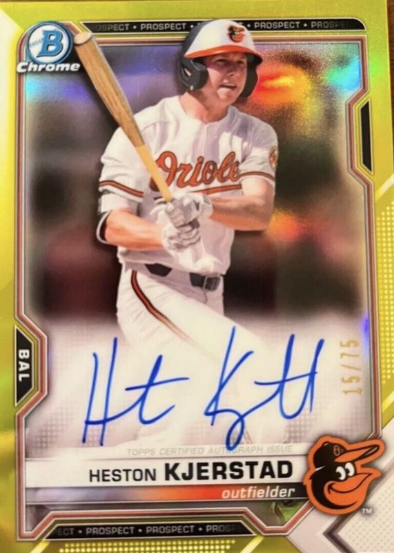 Heston Kjerstad 2021 Bowman #CPA-HK Chrome Prospect Auto - Yellow Refractor /75 PSA 10