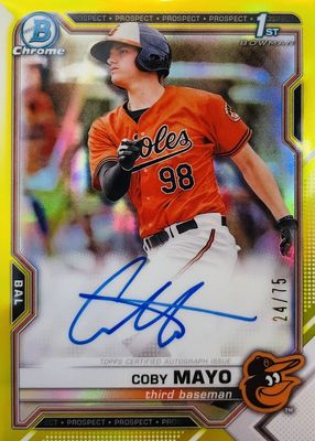 Coby Mayo 2021 Bowman #CPA-CMA Chrome Prospect Auto - Orange 