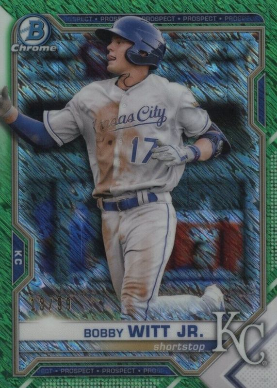 Bobby Witt Jr. 2021 Bowman #BCP-1 Chrome Prospects - Green Refractor /99 RAW