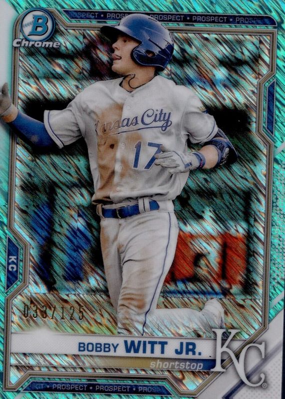 Bobby Witt Jr. 2021 Bowman #BCP-1 Chrome Prospects - Aqua Shimmer Refractor /125 RAW