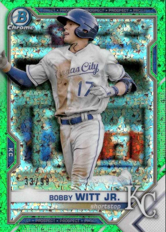 Bobby Witt Jr. 2021 Bowman #BCP-1 Chrome Prospects - Green Mini-Diamond Refractor /99 RAW