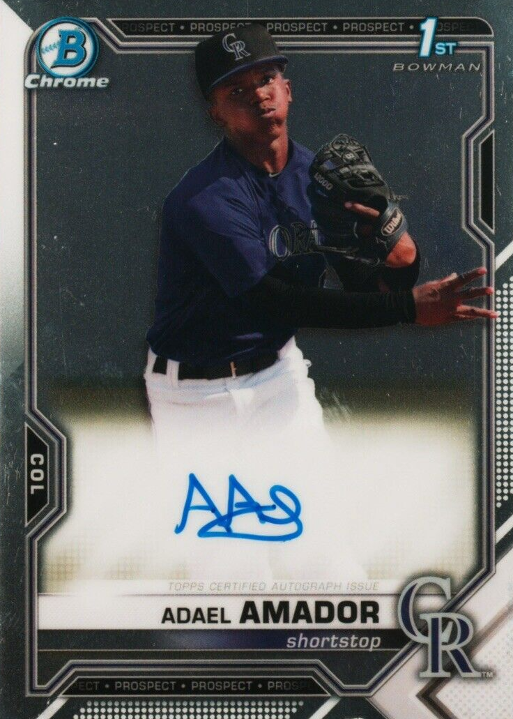 Adael Amador 2021 Bowman #CPA-AAM Chrome Prospect Auto (1st) Price 