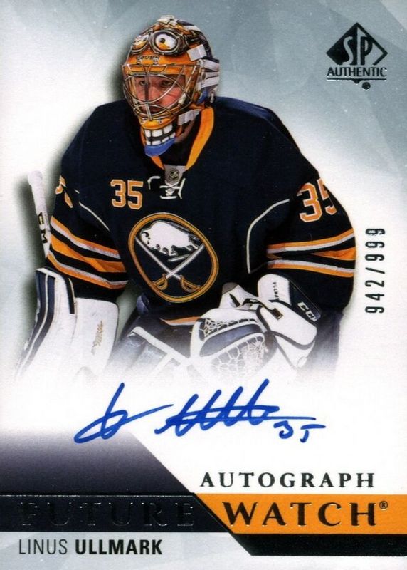 Linus Ullmark 2015 SP Authentic #273 Future Watch Auto /999 Rookie SGC 9.5