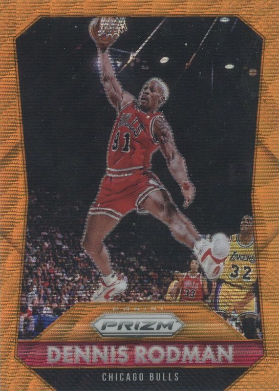 Dennis Rodman 2015 Prizm #245 Orange Wave PSA 10