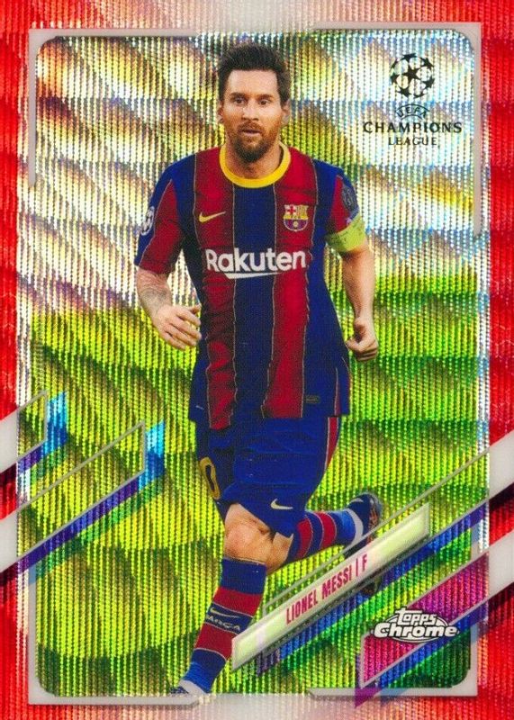 Lionel Messi 2020 Topps Chrome UEFA Champions League #1 Red Wave Refractor /5 SGC 9.5