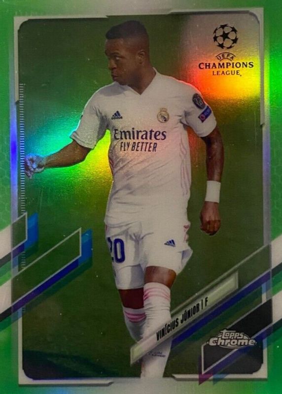 Vinicius Jr. 2020 Topps Chrome UEFA Champions League #89 Neon Green Refractor /99 PSA 10