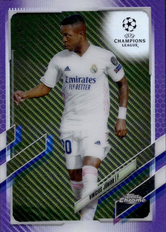 Vinicius Jr. 2020 Topps Chrome UEFA Champions League #89 Purple Carbon Fiber Refractor PSA 10