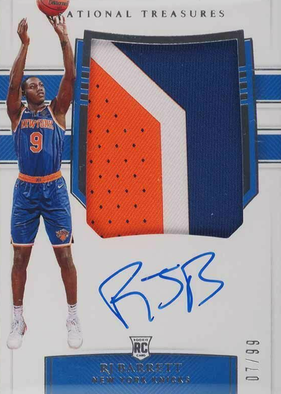 RJ Barrett 2019 National Treasures #128 Rookie Patch Auto