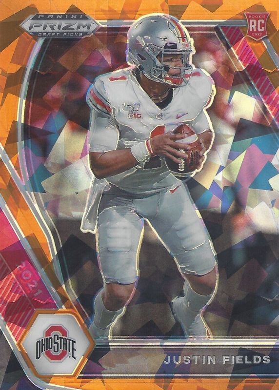 Justin Fields 2021 Prizm Draft Picks #121 Orange Ice Rookie RAW