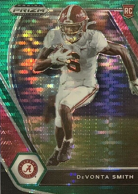 DeVonta Smith 2021 Prizm Draft Picks #101 Green Pulsar /25 Rookie RAW