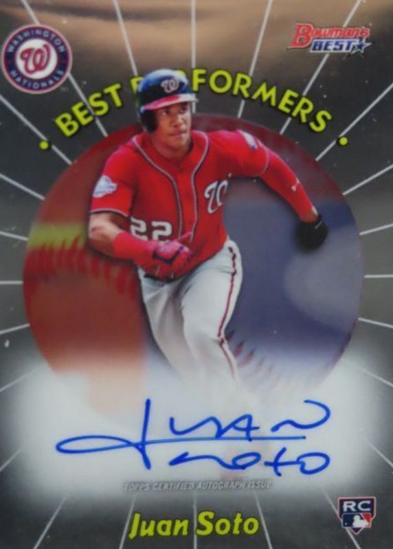 Juan Soto 2018 Bowman's Best #98BPA-JS 1998 Best Performers Autographs (/100) Rookie PSA 9