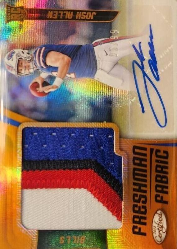 Josh Allen 2018 Certified #204 Freshman Fabric Signatures - Mirror Orange (/99) Rookie BGS 9