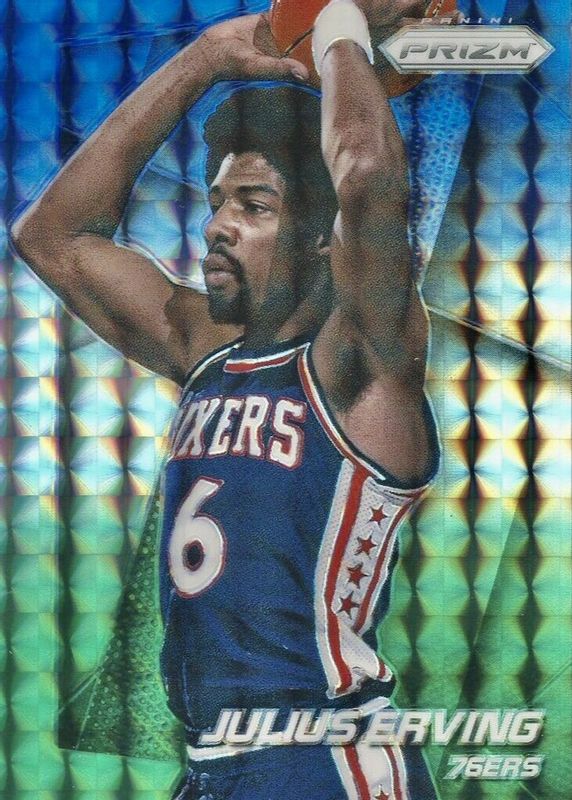 Julius Erving 2014 Prizm #163 Blue Green Mosaic PSA 10