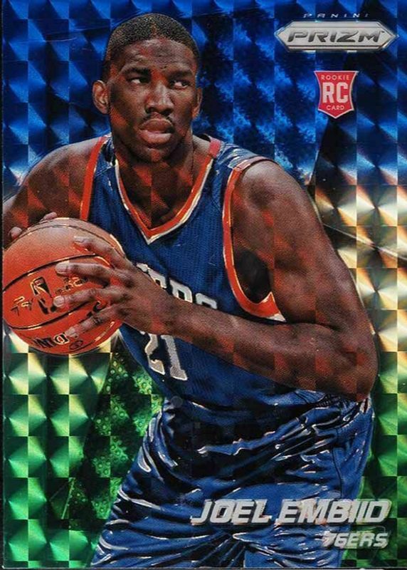 Joel Embiid 2014 Prizm #253 Blue Green Mosaic Rookie SGC 9