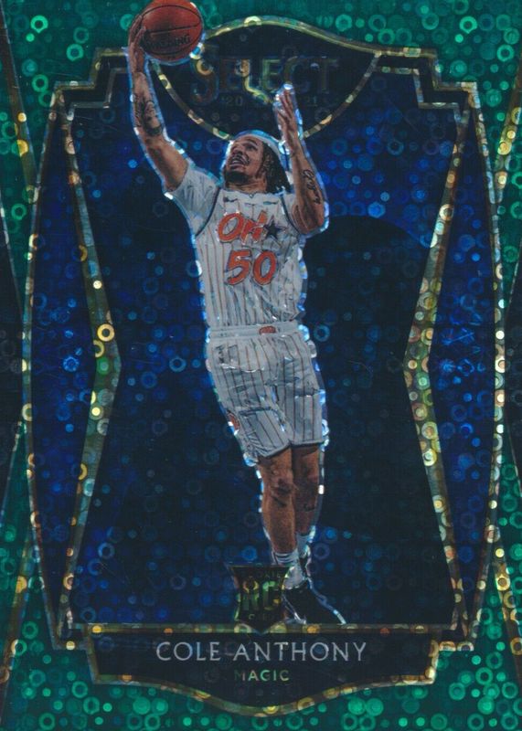 Cole Anthony 2020 Select #177 Premier Level Green Disco /5 Rookie PSA 9