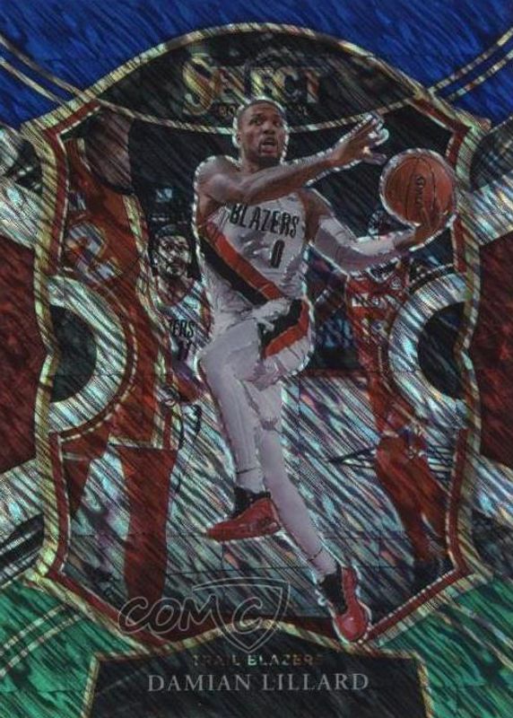 Damian Lillard 2020 Select #24 Concourse Blue White Green Flash /49 SGC 9.5