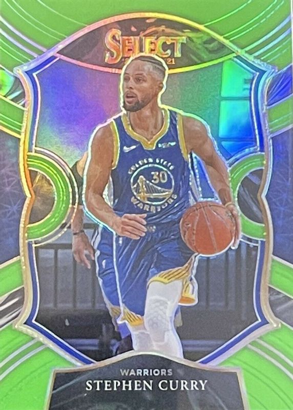 Stephen Curry 2020 Select #57 Concourse Neon Green /75 RAW