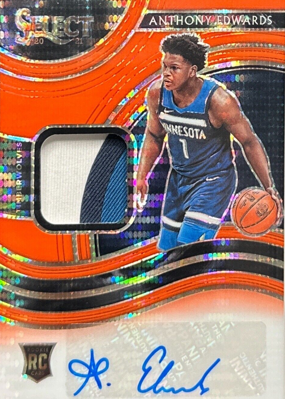 Anthony Edwards 2020 Select #RJA-EDW Rookie Jersey Autographs