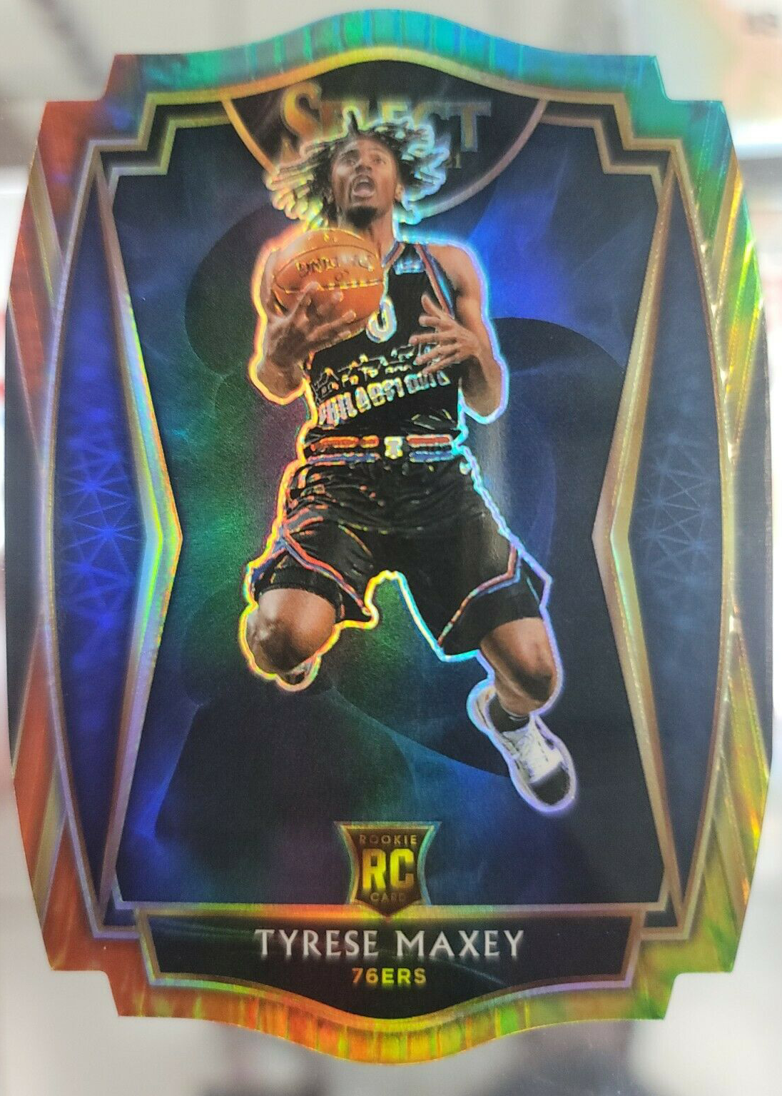 tyrese maxey rc die-cut purple /99 psa10