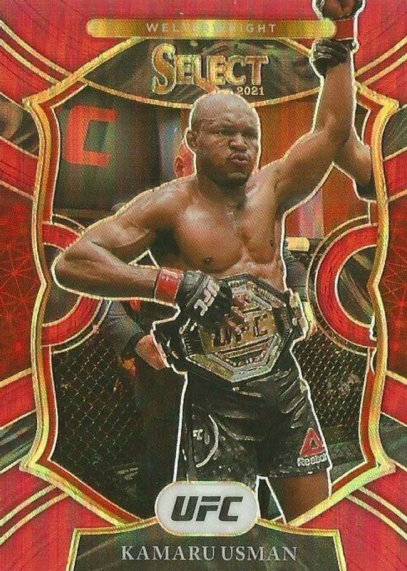 Kamaru Usman 2021 Select UFC #7 Concourse Red /99 RAW